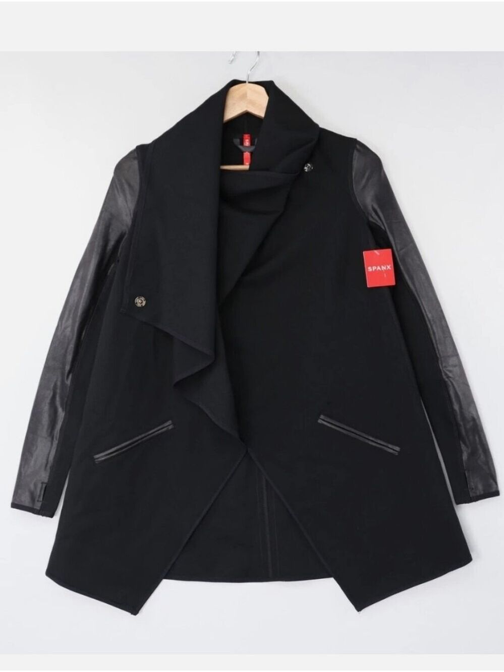 Spanx Womens Jacket Drape Front Ponte Fabric Very Black Size 3XL NWT - Picture 1 of 12